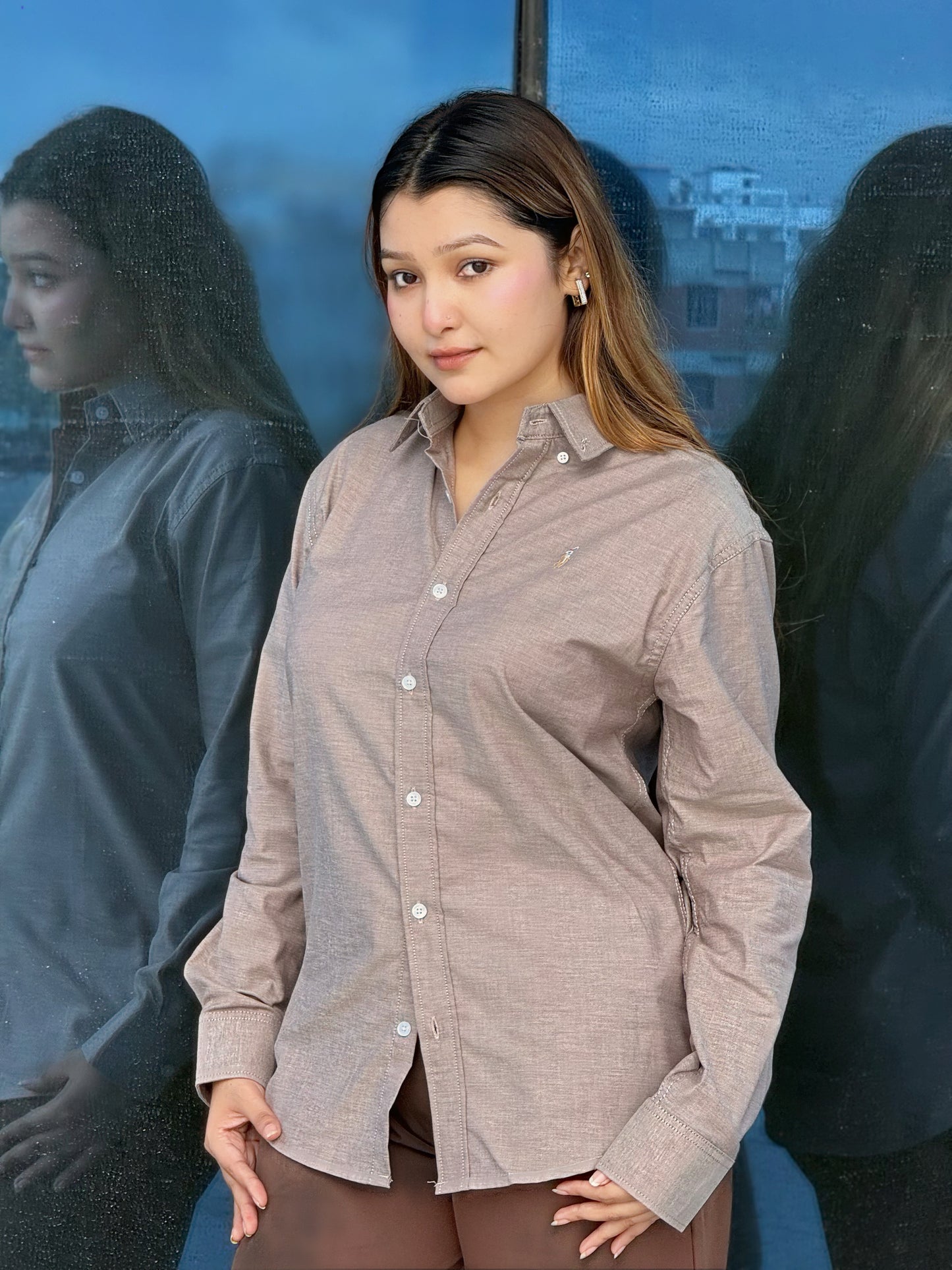 Oxford full sleeve shirt - Sand Beige