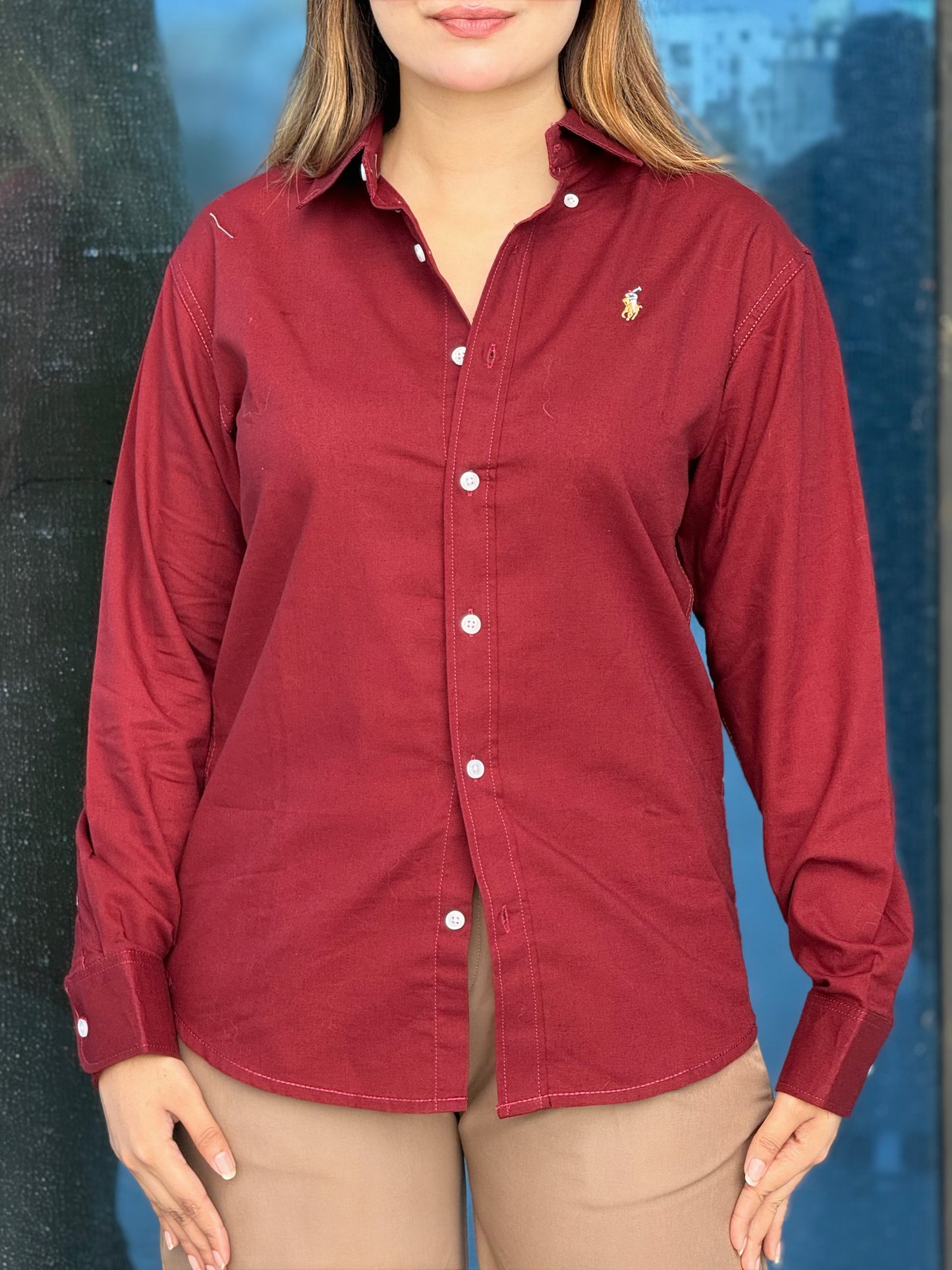 Oxford full sleeve shirt - Crimson
